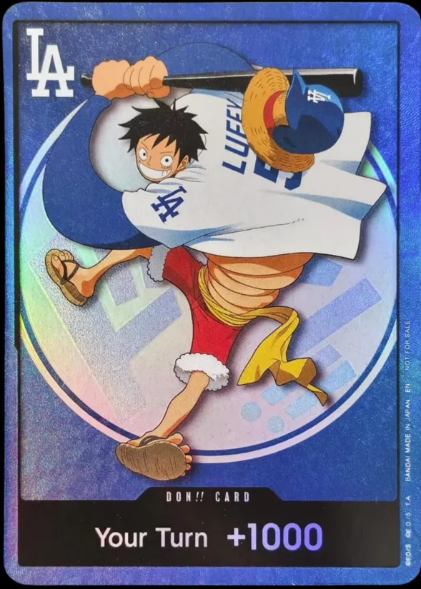 Monkey D. Luffy Los Angeles Dodgers promotional DON card