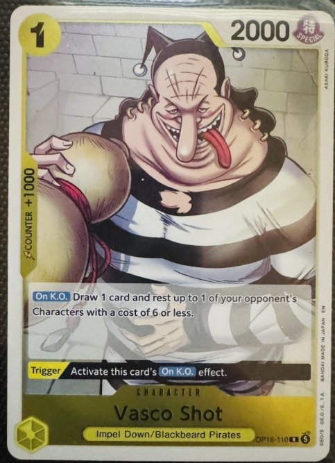 Vasco Shot OP16-110 Yellow Rare Character card